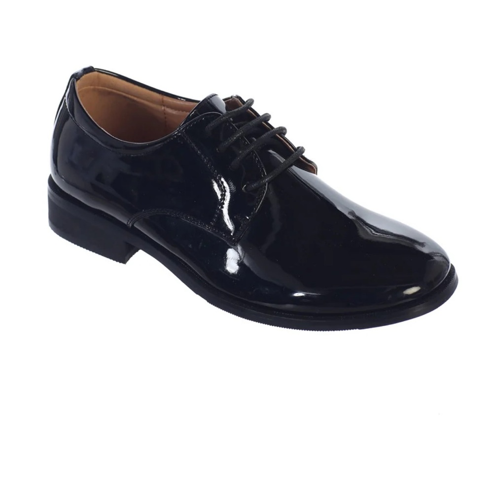 Tiptop, shiny black shoes, junior size 5